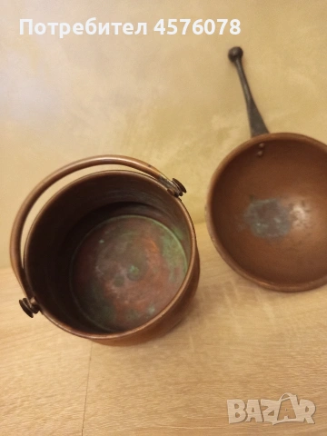 декоративен комплект от бакърени менче и черпаче, снимка 2 - Антикварни и старинни предмети - 53660889