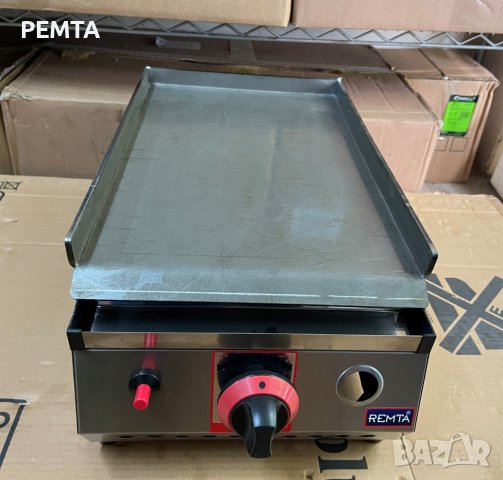 Професионална Газова скара стоманена плоча гладка 30х60 см с газова защита+CE, снимка 2 - Обзавеждане за заведение - 34818616