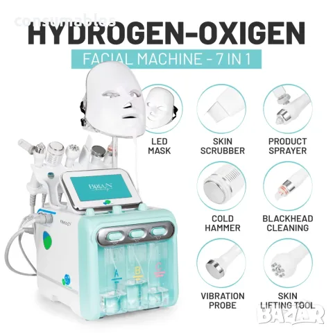 Козметичен уред за водно дермабразио 7 в 1 кислороден спрей, BIO RF, студен чук, ултразвук и шпатула, снимка 2 - Козметични уреди - 56248231