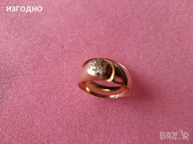 330€ ЗЛАТЕН ПРЪСТЕН14 КАРАТА С ЦИРКОНИЙ ЗАПАЗЕН 3.9 гр., снимка 2 - Пръстени - 51963749
