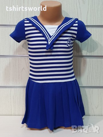 Нова детска класическа моряшка рокля, от 9 месеца до 6 години