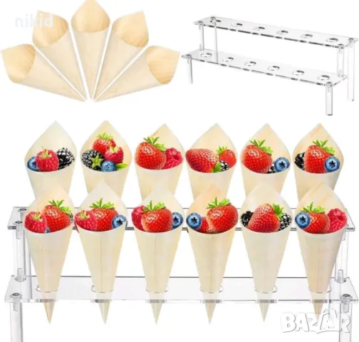 12 дупки правоъгълна прозрачна Пластмасова Акрилна стойка поставка стелаж фунийки сладолед сладоледи