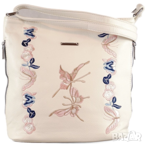 Нежна дамска чанта с флорална бродерия, снимка 5 - Чанти - 52098245