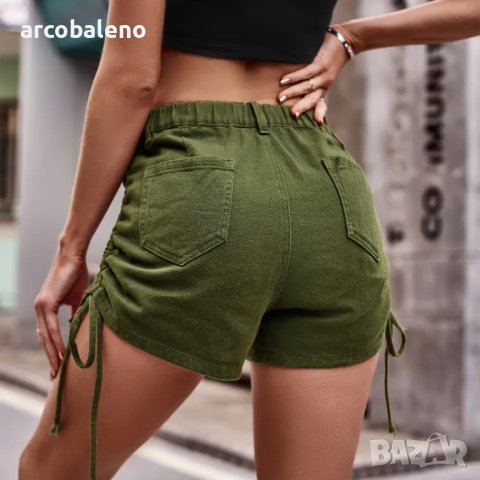 Модерни дамски ежедневни дънкови панталонки с шнурове в американски стил, 3цвята - 023, снимка 9 - Къси панталони и бермуди - 40328099