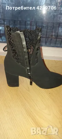 Дамски боти велур с дантела, снимка 3 - Дамски боти - 48992018