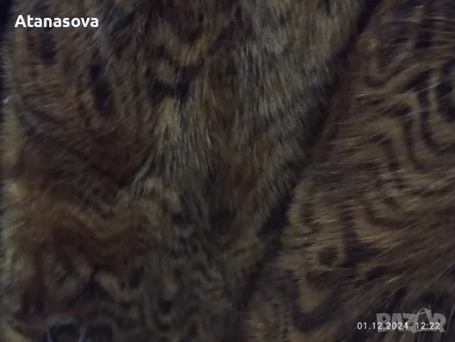 Продавам кожено макси палто с естествен къс косъм, снимка 6 - Палта, манта - 48163542