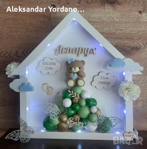 3Д бебешка визитка.Луксозен подарък за изписване ,погача, кръщене., снимка 16 - Мебели за детската стая - 53658113