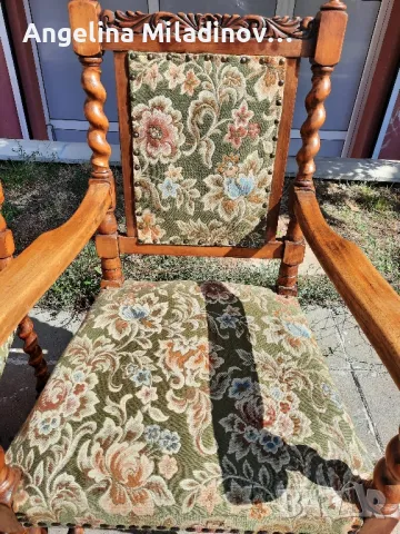 винтидж кресла с подлакътници от дъбов масив , снимка 6 - Столове - 48296129