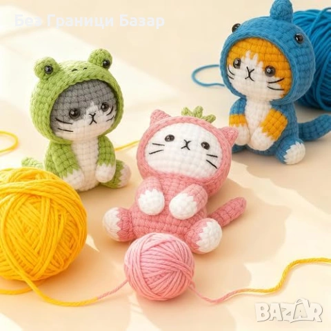 Нов Стартов комплект плетене на една кука коте DIY за начинаещи, видео, снимка 5 - Други - 53842952