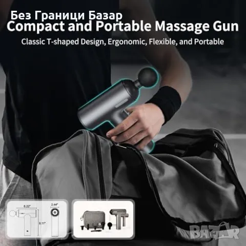 Нов Масажен пистолет arboleaf, 6 скорости, 5 глави за дълбок масаж, снимка 8 - Масажори - 47652408