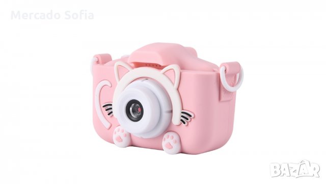 Детски фотоапарат с калъфче, фото с кейс, розов