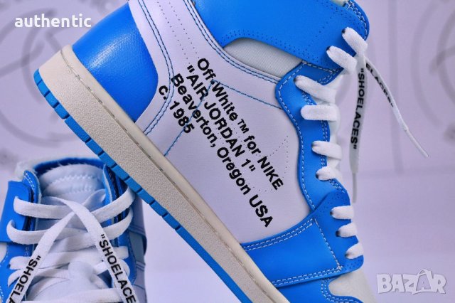 Nike Air Jordan 1 Off-White University Blue, снимка 7 - Маратонки - 36013219