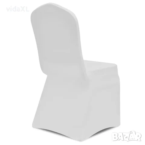 vidaXL Покривни калъфи за столове, 100 бр, еластични, бели, снимка 3 - Покривки за маси - 56146403