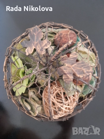 Желязна саксия със изсушени цветя , снимка 2 - Декорация за дома - 51980486