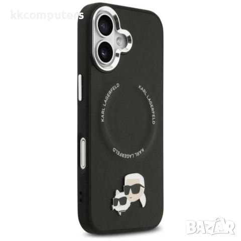 Оригинален кейс Karl Lagerfeld Karl and Choupette Pins MagSafe и Протектор За iPhone 17 (6.3), Черен, снимка 3 - Калъфи, кейсове - 52213333