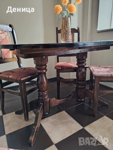 Разтегателна трапезна маса от масив, снимка 3 - Маси - 53675947