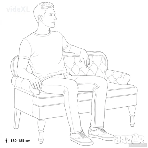 vidaXL Пейка с облегалка, черна, 119,5x64,5x75 см, кадифе, снимка 10 - Дивани и мека мебел - 56147401