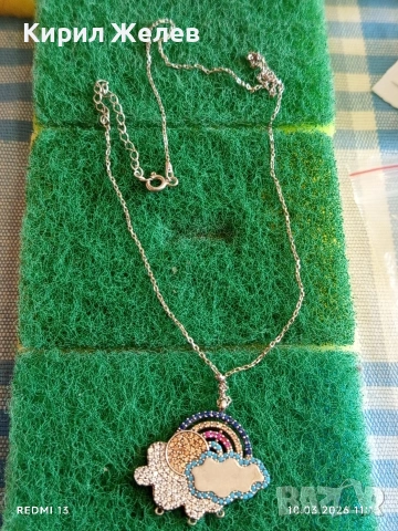 Красив стилен синджир с висулка с инкростация на ЦИРКОНИЙ 30504, снимка 6 - Колиета, медальони, синджири - 53778718