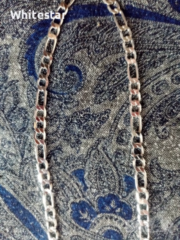 Мъжки посребрен ланец, снимка 4 - Колиета, медальони, синджири - 53623610