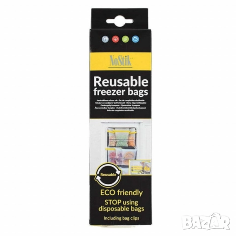 Торбички за фризер 4бр. NoStik , 17x24см., бял,  в кутия, снимка 4 - Аксесоари за кухня - 52112843