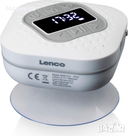 Радио за баня /Lenco BAR-013 /IPX4 Bluetooth високоговорител - Hands-Free функция-Вендуза, снимка 2 - Слушалки и портативни колонки - 44306616
