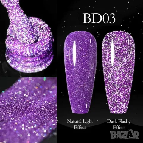 Venalisa светещ блестящ гел лак неон / серия Reflective Glitter, снимка 15 - Продукти за маникюр - 37255522