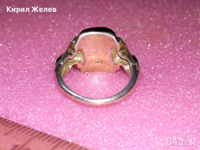 РАЗКОШЕН АНГЛИЙСКИ СКЪПОЦЕНЕН СРЕБЪРЕН ПРЪСТЕН СРЕБРО 925 с ЧЕРЕН ЯСПИС и ФАСЕТИРАНИ МАРКАЗИТИ 42041, снимка 12 - Пръстени - 44390593