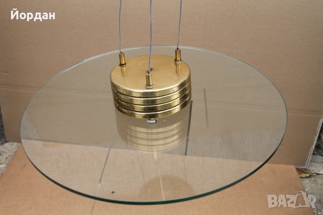 Немски абажур-стъкло и месинг, снимка 5 - Антикварни и старинни предмети - 42434831