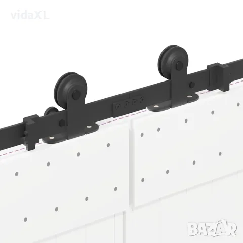 vidaXL Комплект механизъм за плъзгаща врата, 305 см, стомана, черен, снимка 10 - Железария - 56146973