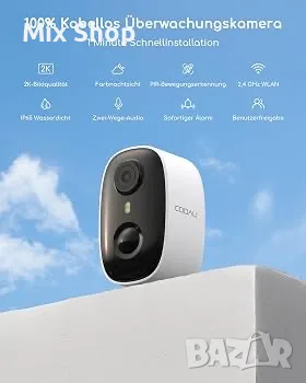 Нова COOAU WiFi камера за видеонаблюдение, батерия 10 000 mAh, безжична акумулаторна IP камера, снимка 2 - Друга електроника - 55980782