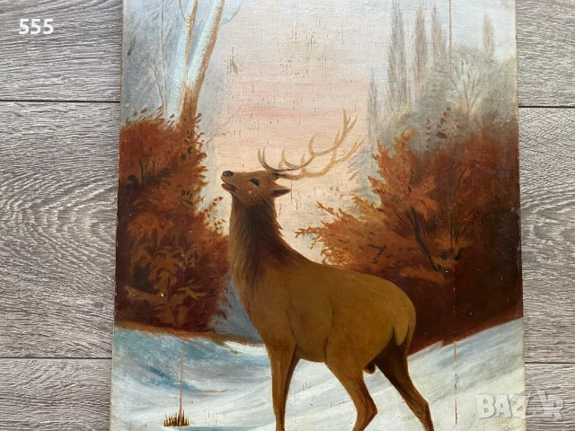 Голяма стара картина масло на платно, снимка 4 - Картини - 53706160