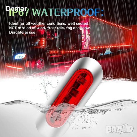 10 броя LED странични габаритни светлини, универсални с хром, идеални за 12V/24, снимка 6 - Аксесоари и консумативи - 41888416