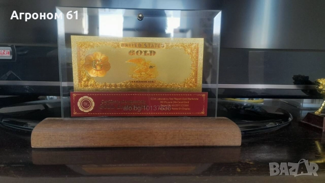 Сувенири златни банкноти 100 долар 1863 г. в поставка, снимка 6 - Нумизматика и бонистика - 50872092