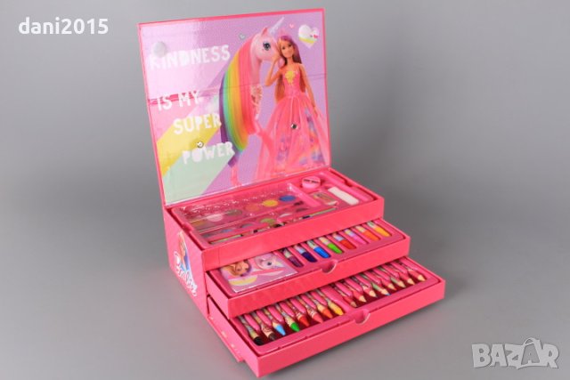 ✨Детски рисувателен комплект в триетажно куфарче Barbiе
