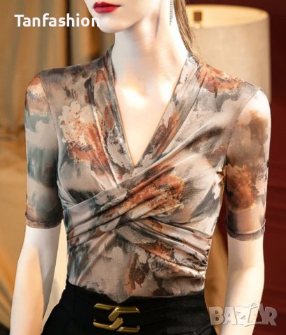 Уникална дамска блуза с 3/4 ръкав, снимка 2 - Ризи - 39354616
