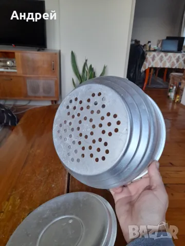 Стара алуминиева цедка,гевгир #13, снимка 4 - Антикварни и старинни предмети - 48474010