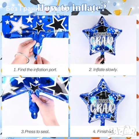 Нов Комплект балони за арка дипломиране абитуриенти украса син цвят, снимка 5 - Други - 53645464