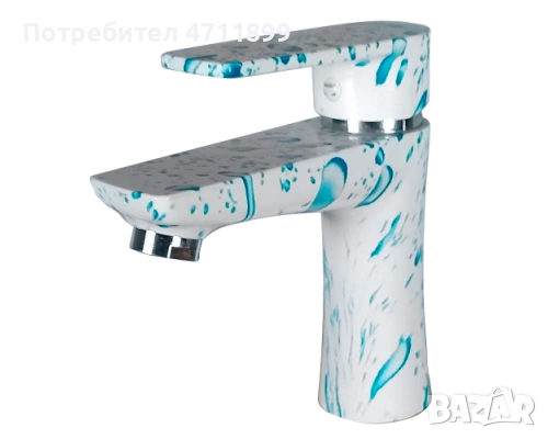 Пластмасов кран за умивалник Fokus бяло, капка, дърво., снимка 2 - Смесители - 53138512