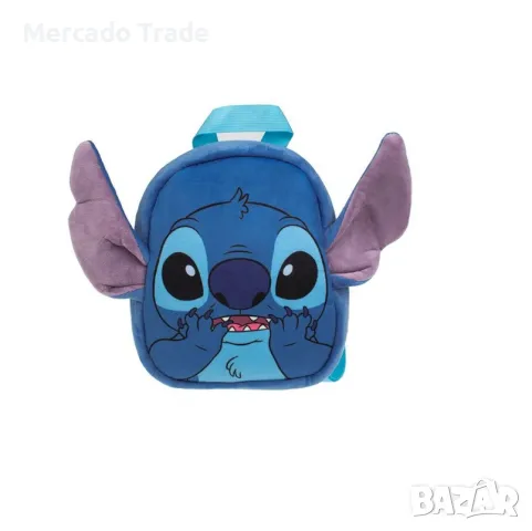 Детска плюшена раница Mercado Trade, За деца, Stitch, Синя