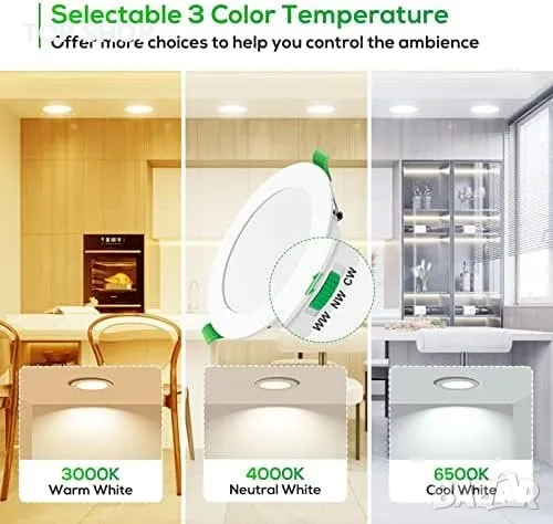 Нови 6 броя 5W LED светлини лампи за вграждане Бели /Баня Дневна Стая, снимка 6 - Лед осветление - 49956892