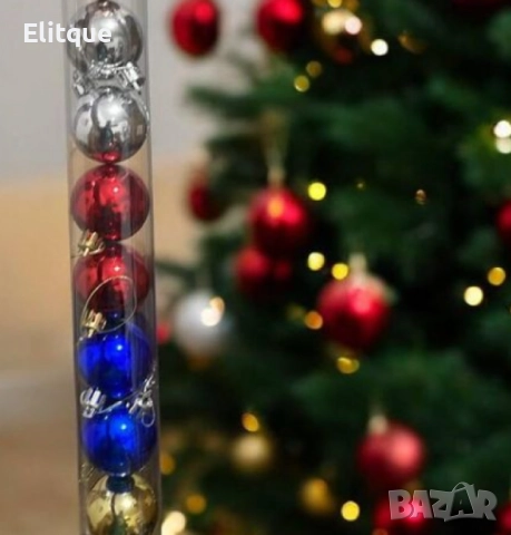 Коледни цветни топки – Празничен Комплект от 12 броя в разнообразие от цветове и размери
