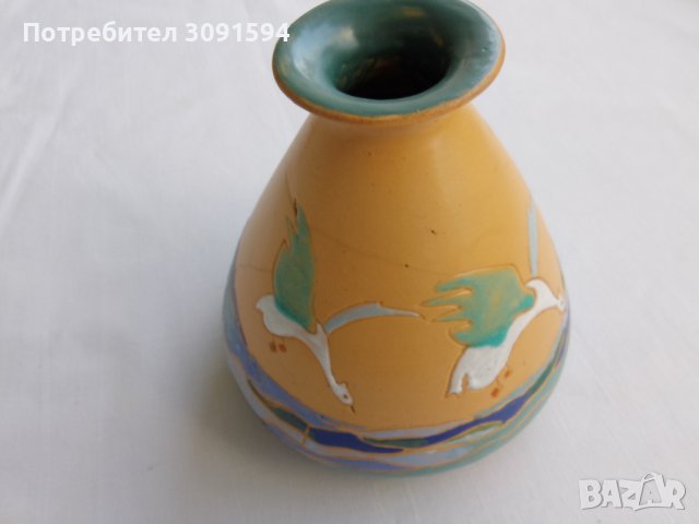 Ваза майолика подписана от автора -1930г, снимка 11 - Други ценни предмети - 41017757