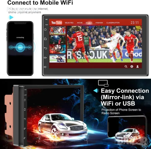 Мултимедия за кола 7 инча  / Android 10.1/HiFi+WiFi+Bluetooth+RDS+FM+AM+GPS навигация, снимка 6 - Аксесоари и консумативи - 48412652