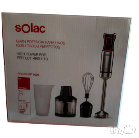 Пасатор Solac Pro Chef 1000 от неръждаема стомана, турбо функция, 1000 W, комплект аксесоари