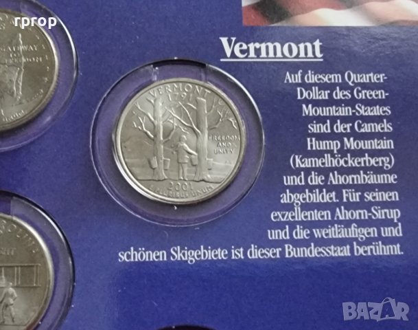 САЩ. 1/4 Американски долари . Quarter . 5 бройки . Цялата серия на 2001 година.UNC. Американски щати, снимка 7 - Нумизматика и бонистика - 42334847