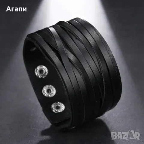 Мъжка кожена гривна внос от чужбина нова регулираща, снимка 2 - Гривни - 49483549