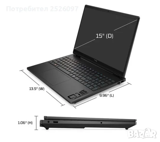 НОВ HP OMEN/15.3” 165Hz/i5-14450HX/RTX 5050 8GB/16GB DDR5/1TB, снимка 6 - Лаптопи за игри - 56173078