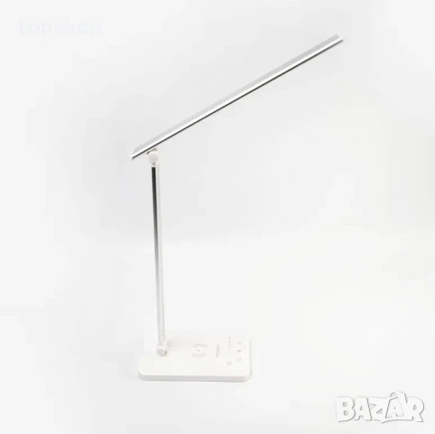 Настолна лампа SOLMIRA с подложка за безжично зареждане, 42 LED, сребриста, CE сертификат и RoHS