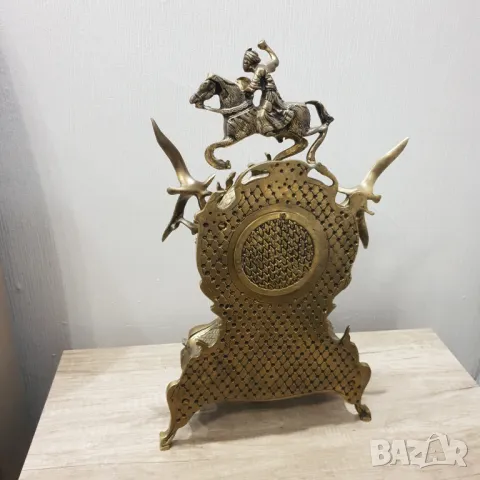 Голям месингов каминен часовник с електронен гонг, снимка 7 - Антикварни и старинни предмети - 48372207