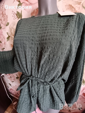 дамска зелена риза , снимка 5 - Блузи с дълъг ръкав и пуловери - 52901734